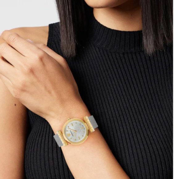 Versace 34mm Two Tone White Dial Watch